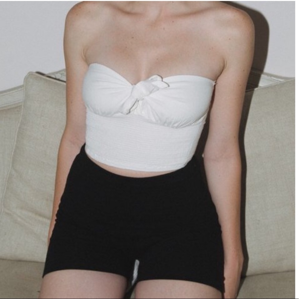 Brandy Melville White tube top with front tie